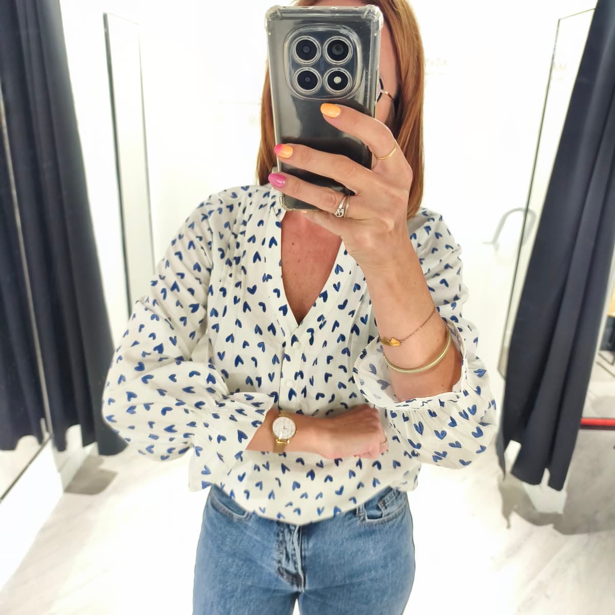 Blouse à cœurs Bleu — détail