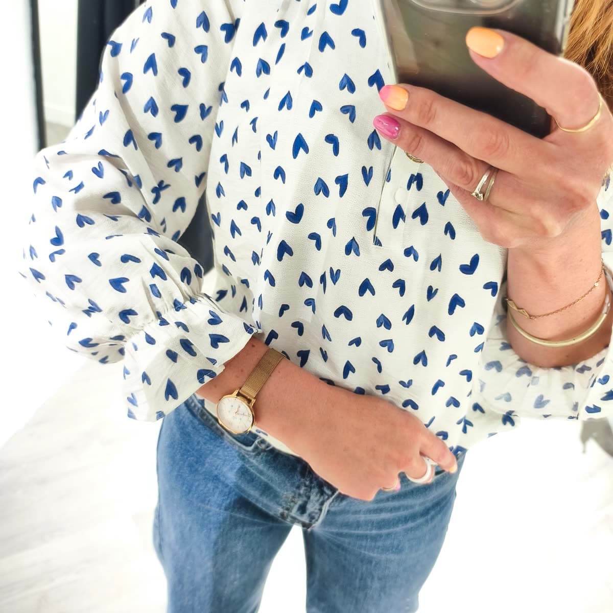 Blouse à cœurs Bleu — vue 4