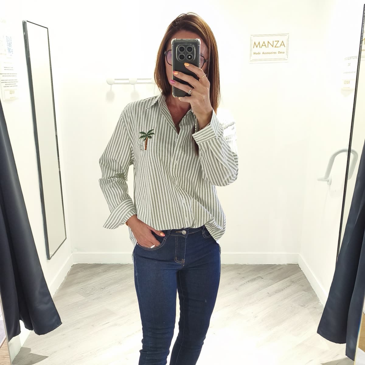 Chemise rayée Palmier — détail