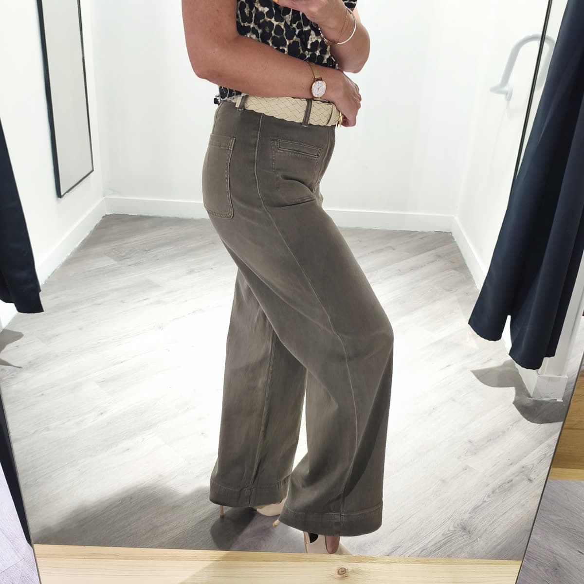 Pantalon large Taupe — vue 3