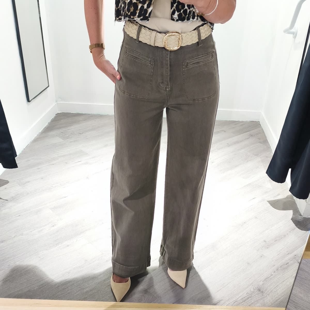 Pantalon large Taupe