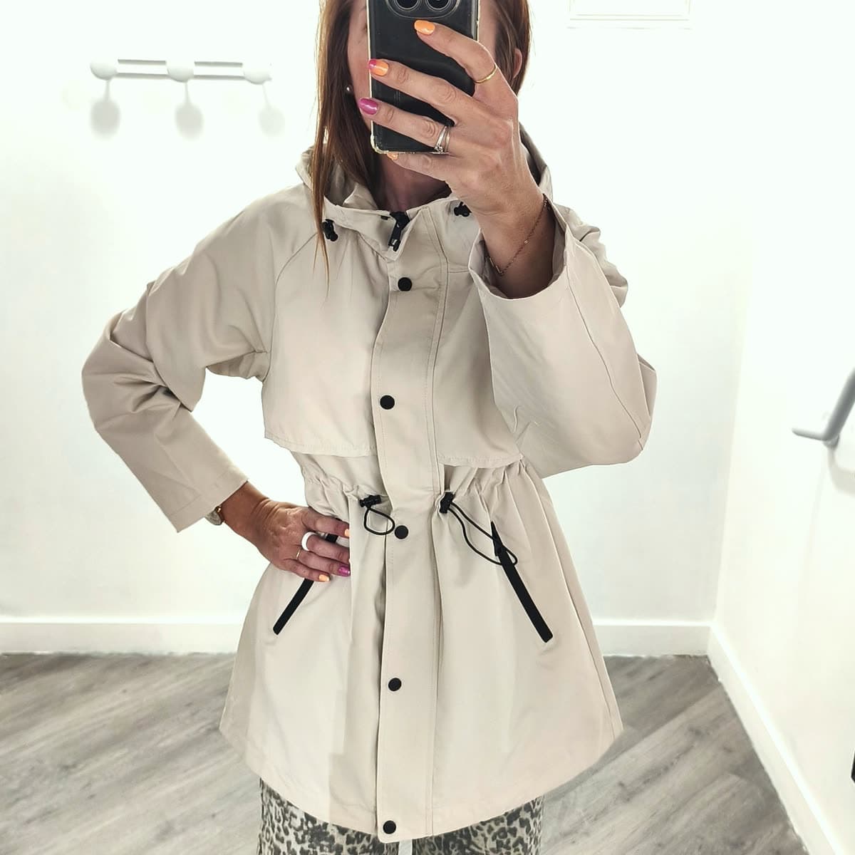 Parka à capuche Beige